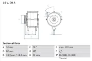 Generator 14 V BOSCH 0 986 036 660