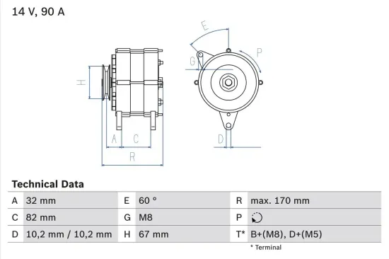 Generator 14 V BOSCH 0 986 036 660 Bild Generator 14 V BOSCH 0 986 036 660