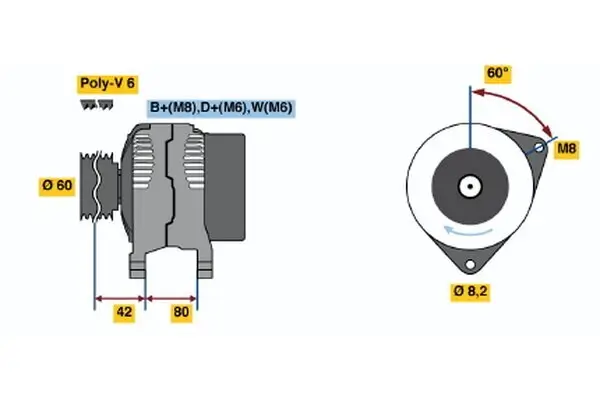 Generator 14 V BOSCH 0 986 036 690