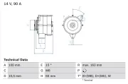 Generator 14 V BOSCH 0 986 036 790