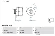 Generator 14 V BOSCH 0 986 036 851