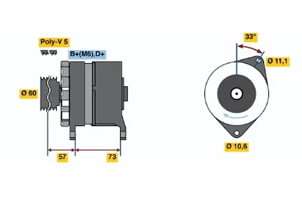 Generator 14 V BOSCH 0 986 037 130