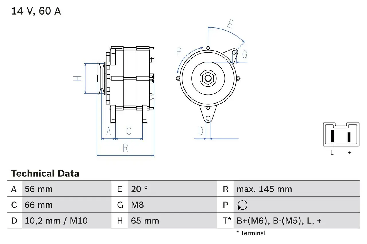 Generator 14 V BOSCH 0 986 037 321