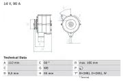 Generator 14 V BOSCH 0 986 038 090