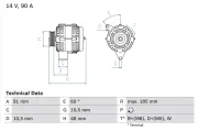 Generator 14 V BOSCH 0 986 038 160