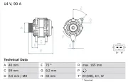 Generator 14 V BOSCH 0 986 038 380