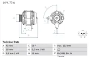 Generator 14 V BOSCH 0 986 038 390