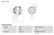 Generator 14 V BOSCH 0 986 038 730