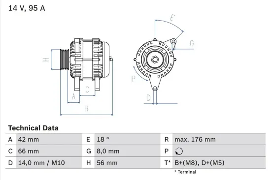 Generator 14 V BOSCH 0 986 038 791 Bild Generator 14 V BOSCH 0 986 038 791
