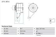 Generator 14 V BOSCH 0 986 038 841