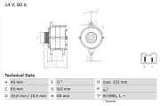 Generator 14 V BOSCH 0 986 038 851