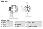 Generator 14 V BOSCH 0 986 038 950