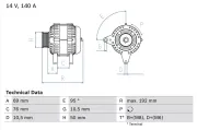 Generator 14 V BOSCH 0 986 039 000