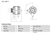 Generator 14 V BOSCH 0 986 039 100