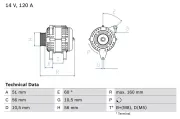 Generator 14 V BOSCH 0 986 039 250