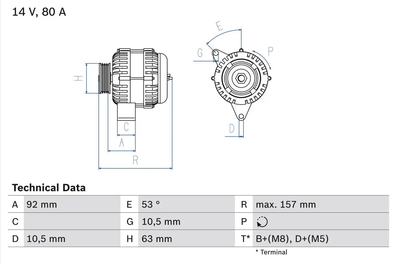 Generator 14 V BOSCH 0 986 039 300