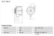 Generator 14 V BOSCH 0 986 039 450