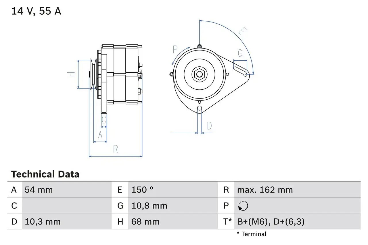 Generator 14 V BOSCH 0 986 039 501