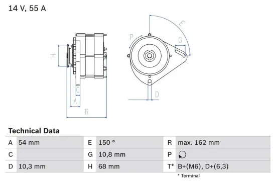 Generator 14 V BOSCH 0 986 039 501 Bild Generator 14 V BOSCH 0 986 039 501