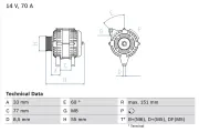 Generator 14 V BOSCH 0 986 039 510