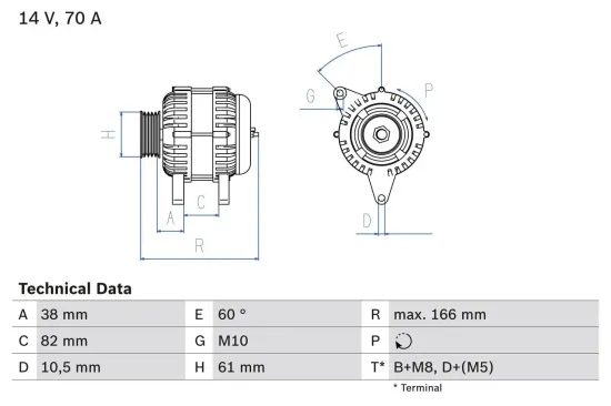 Generator 14 V BOSCH 0 986 039 550 Bild Generator 14 V BOSCH 0 986 039 550