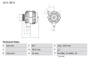 Generator 14 V BOSCH 0 986 039 660