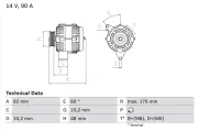 Generator 14 V BOSCH 0 986 039 740