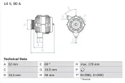 Generator 14 V BOSCH 0 986 039 750