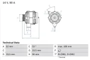 Generator 14 V BOSCH 0 986 039 860