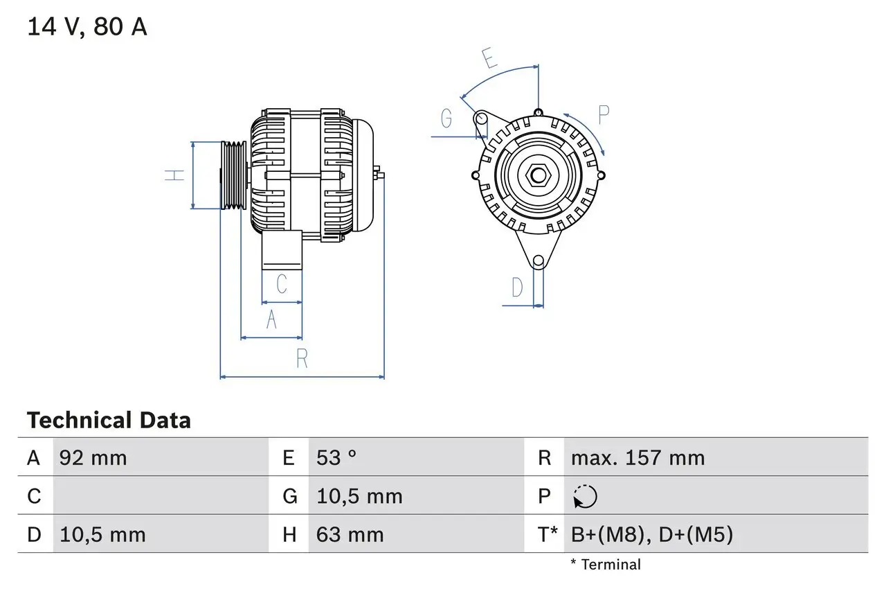 Generator 14 V BOSCH 0 986 040 220