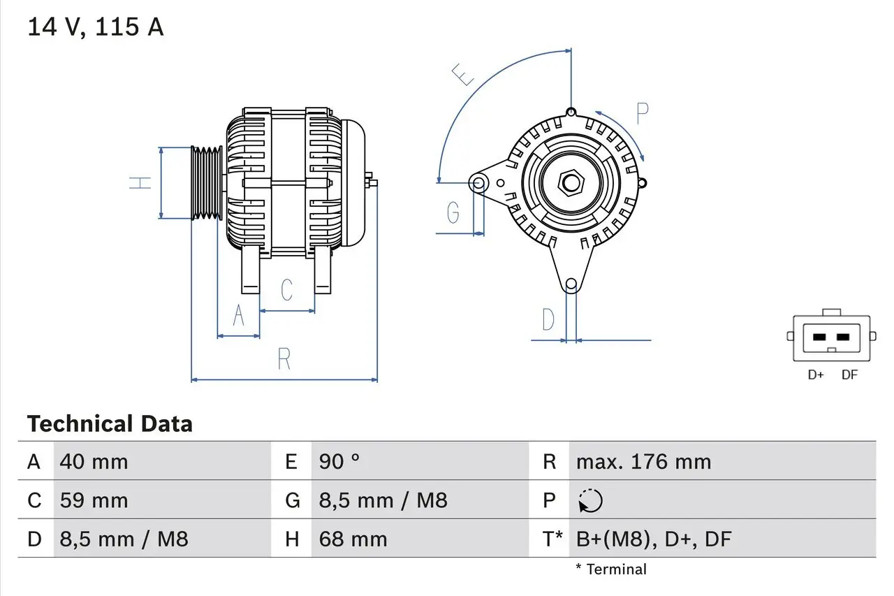 Generator 14 V BOSCH 0 986 040 270