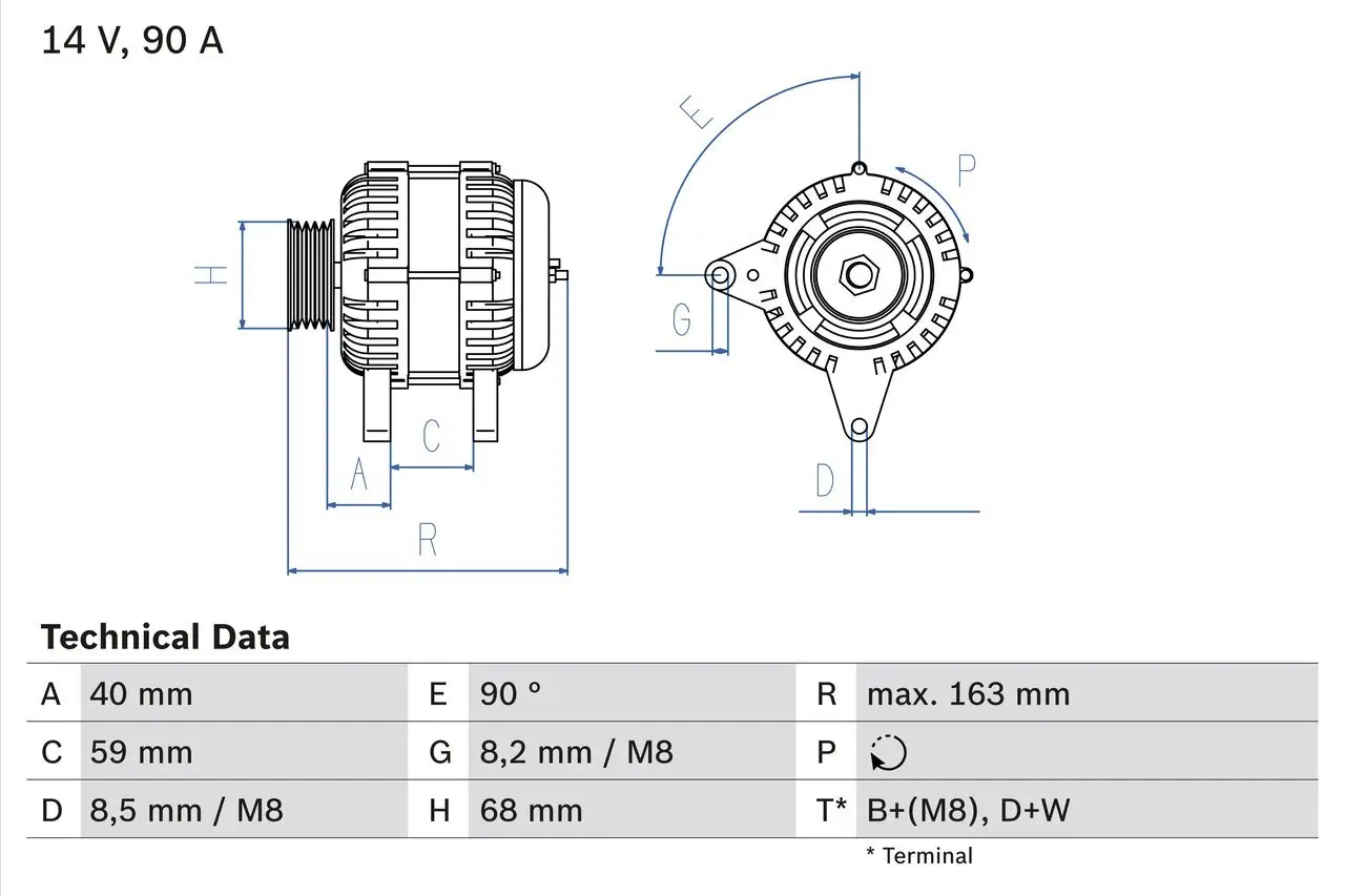 Generator 14 V BOSCH 0 986 040 330