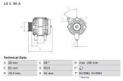 Generator 14 V BOSCH 0 986 040 340