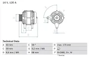 Generator 14 V BOSCH 0 986 040 360