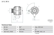 Generator 14 V BOSCH 0 986 040 390