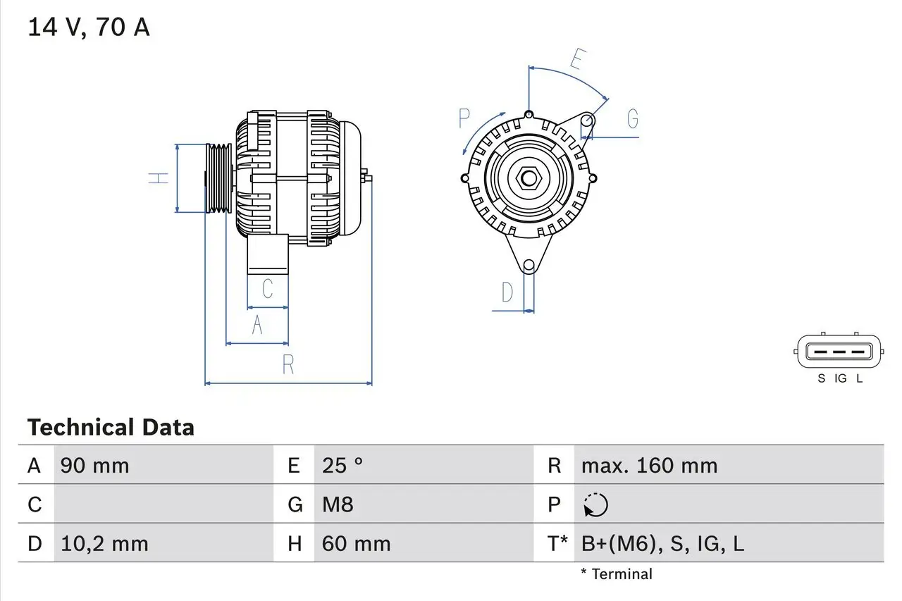 Generator 14 V BOSCH 0 986 040 461