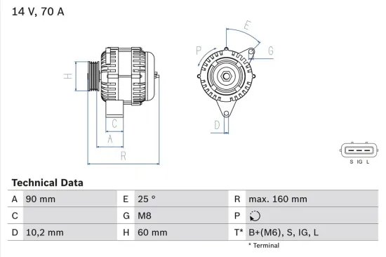 Generator 14 V BOSCH 0 986 040 461 Bild Generator 14 V BOSCH 0 986 040 461