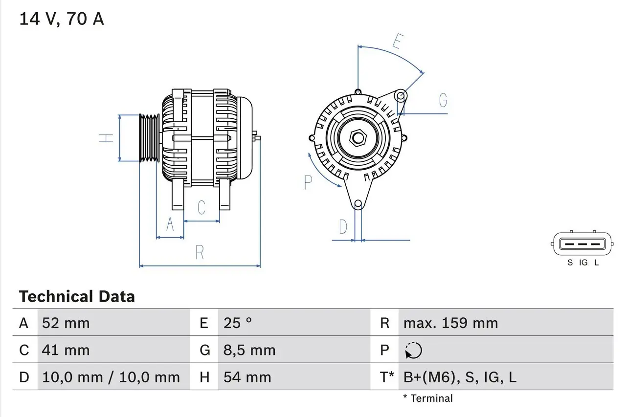 Generator 14 V BOSCH 0 986 040 471