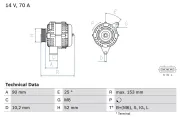 Generator 14 V BOSCH 0 986 040 531