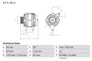 Generator 14 V BOSCH 0 986 040 671