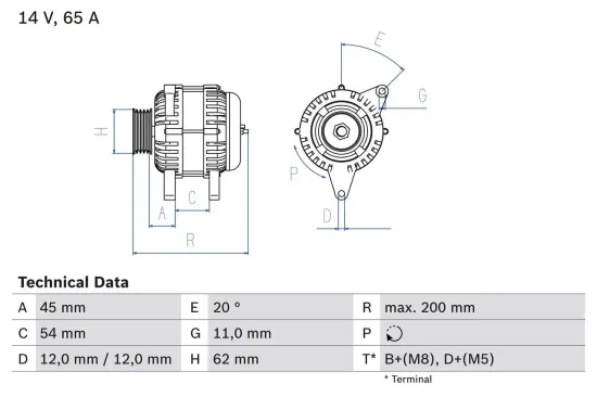 Generator 14 V BOSCH 0 986 040 671 Bild Generator 14 V BOSCH 0 986 040 671