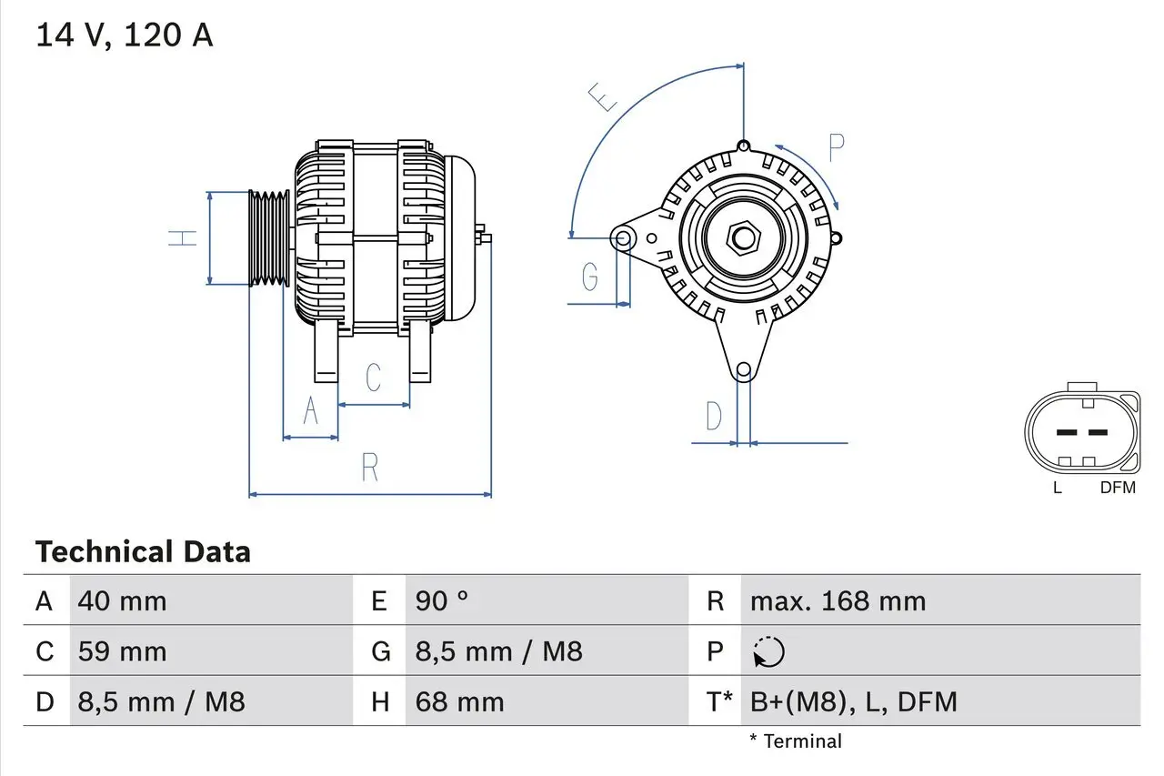 Generator 14 V BOSCH 0 986 041 140