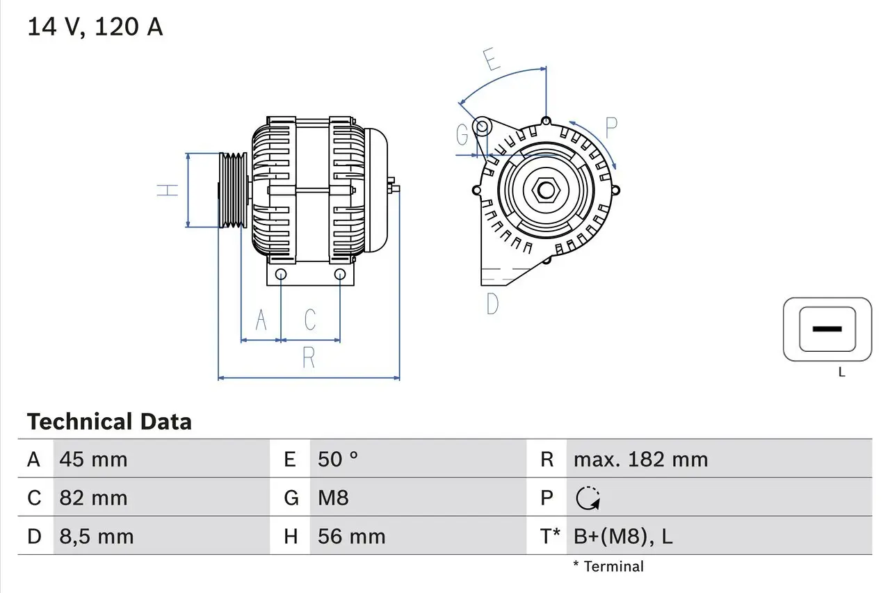 Generator 14 V BOSCH 0 986 041 150