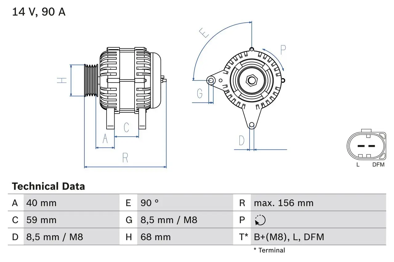 Generator 14 V BOSCH 0 986 041 230