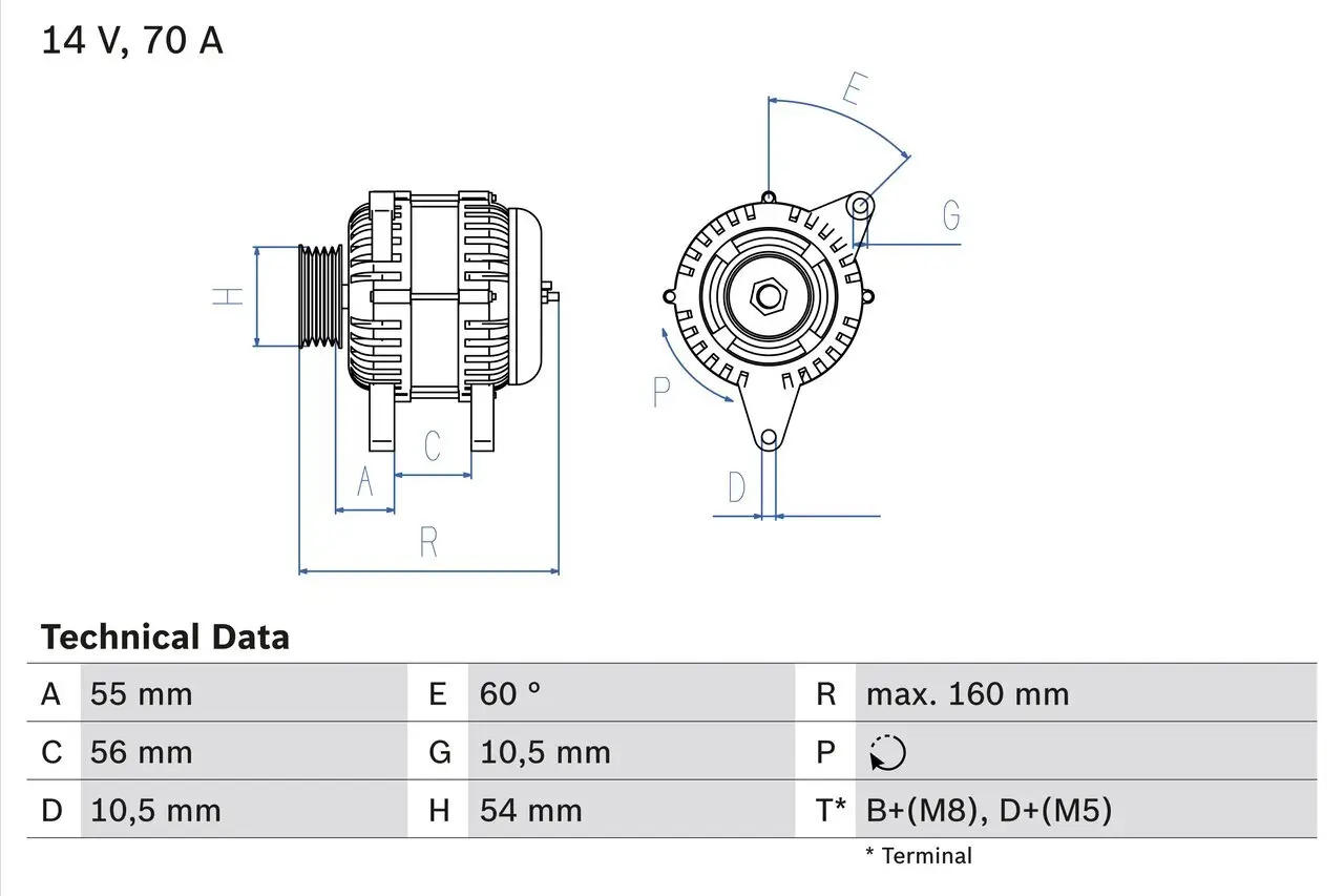 Generator 14 V BOSCH 0 986 041 240