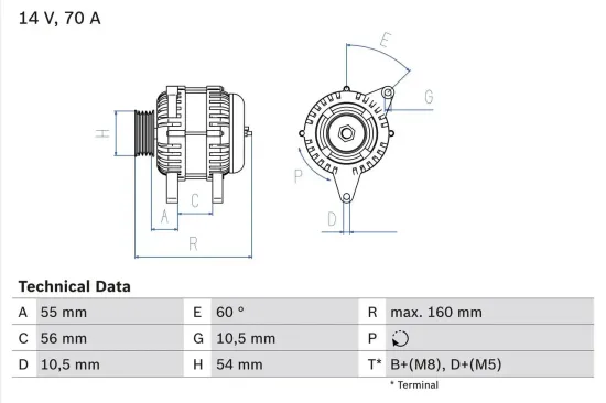 Generator 14 V BOSCH 0 986 041 240 Bild Generator 14 V BOSCH 0 986 041 240