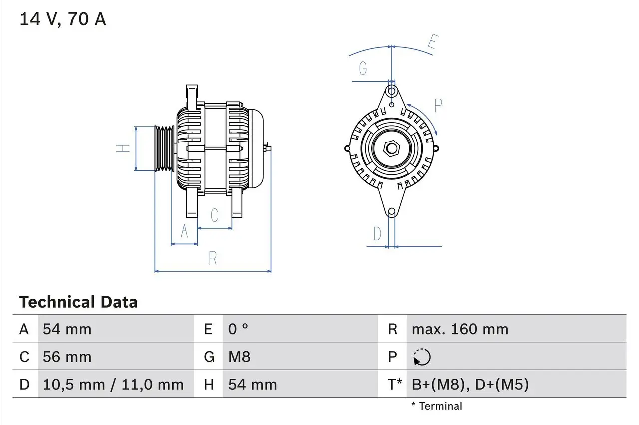 Generator 14 V BOSCH 0 986 041 260