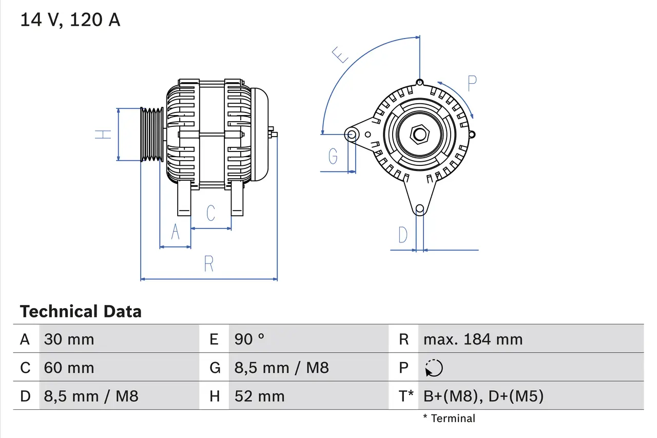 Generator 14 V BOSCH 0 986 041 280
