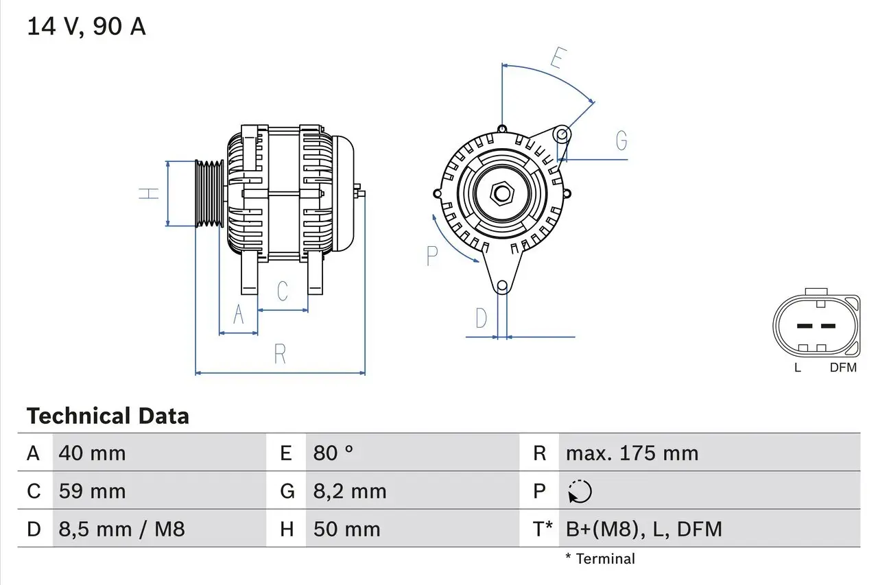 Generator 14 V BOSCH 0 986 041 310