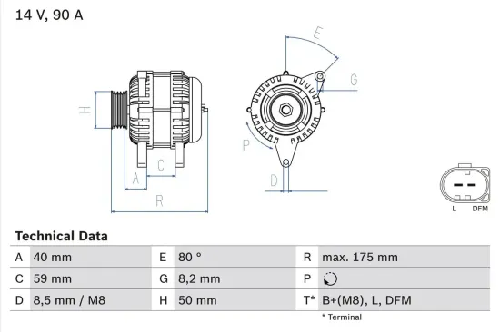 Generator 14 V BOSCH 0 986 041 310 Bild Generator 14 V BOSCH 0 986 041 310